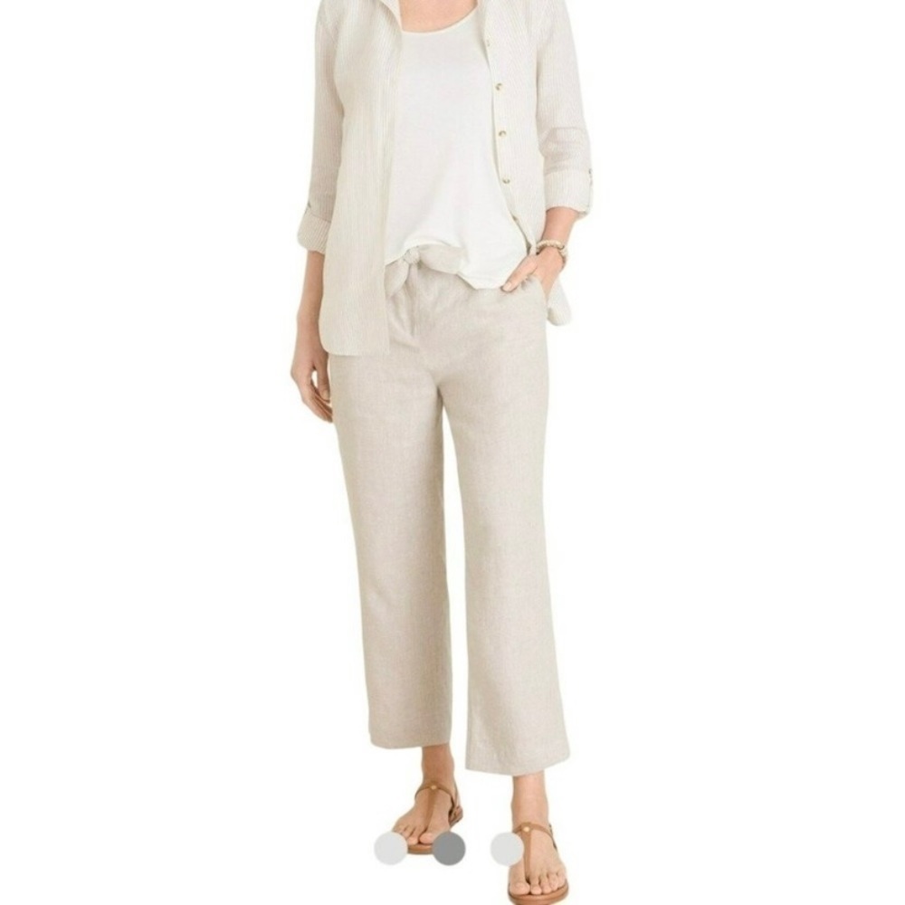 NWT CHICO'S / Tie-Waist Khaki Linen Wide Leg Crops Pants Size 00R / US 2R